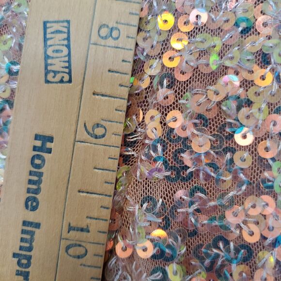 Forever 21 Sequin Mid Rise Flare Pants Women's Size S Pullon Peach Pink - Picture 12 of 16